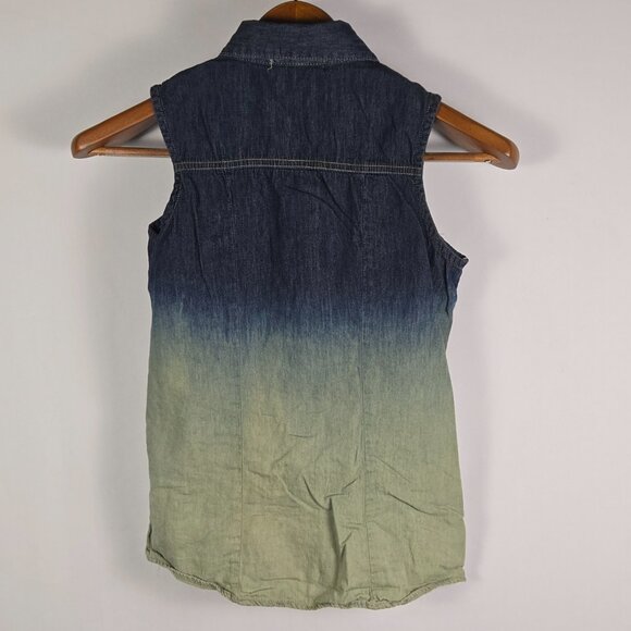 MMXIII Womens‎ Extra Small Ombre Blue Green Denim Top Cowgirl Country Y2K Boho - Picture 2 of 10